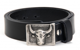 Leather belt TAUREAU silver