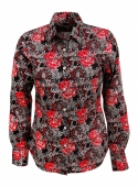 Women's Shirt Cotton Satin Ishpahan Noir Rouge